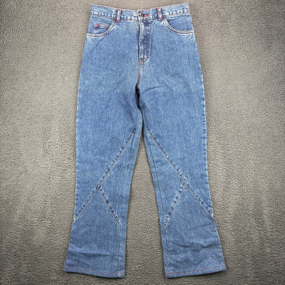 French Toast Womens Blue Denim Jeans High Rise Star Back Pocket Red Stitch Sz 16